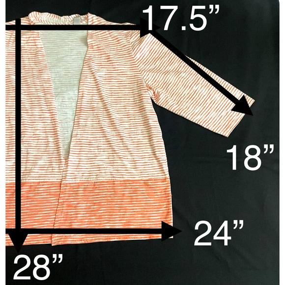 Chicos Sweater Women's Size 3 Costal Coral Striped Open Knit Jacket Long Sleeve - Picture 7 of 7